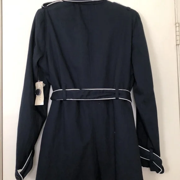 Studio by JPR Dark Blue Trench Coat with White Accents - Picture 6 of 7